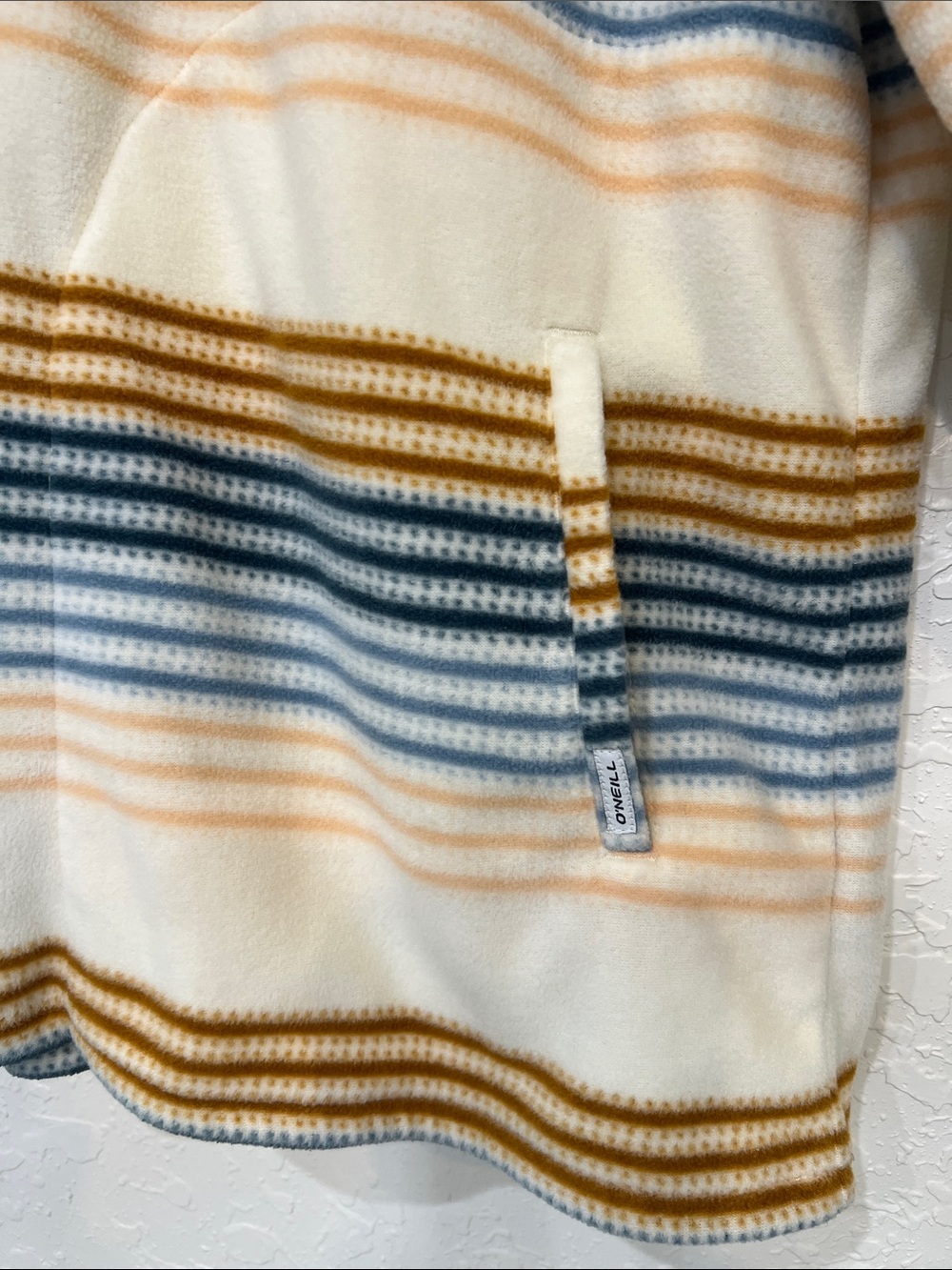 O’Neill Striped Fleece Hoodie Half Zip Pullover Pockets XXL - Picture 2 of 7